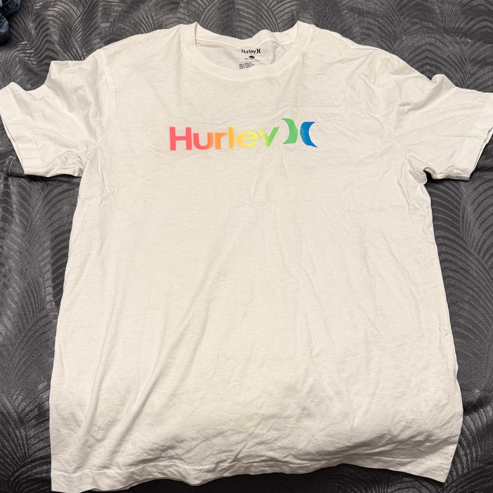 Hurley White Tee with Multicolor Logo
